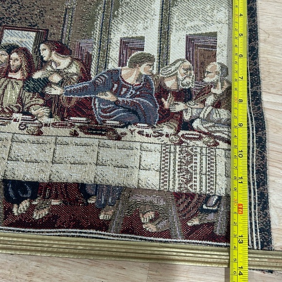 Last Supper Woven Tapestry In Gold Trim 27” x 14” - Picture 9 of 9